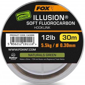 Fluorocarbon Fox Edges Illusion Soft Fluorocarbon Hooklink 12lb 5.5kg  (0.30mm) x 30m - Naturals Green