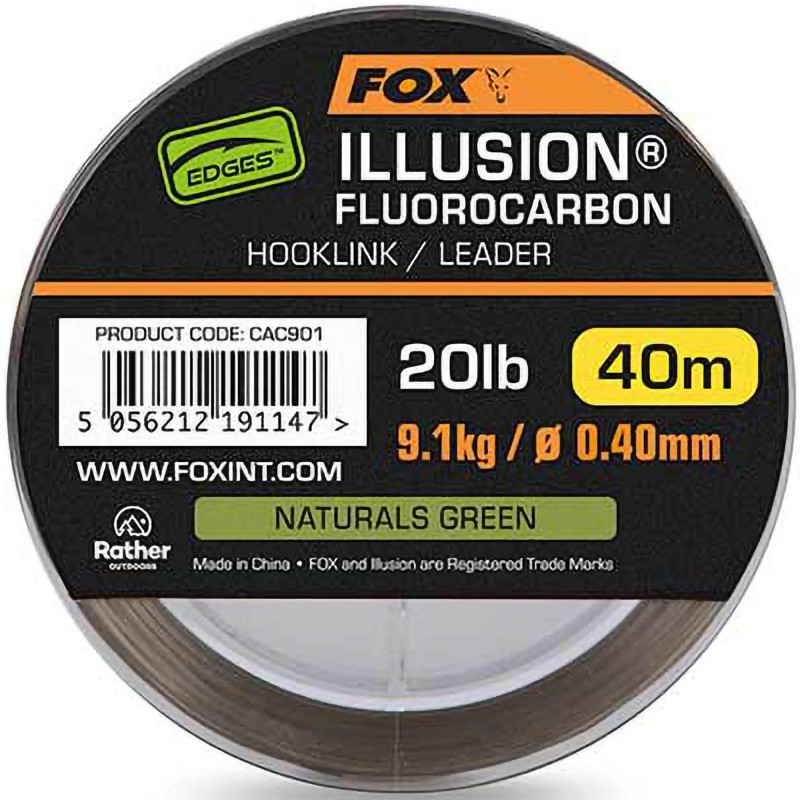 Fluorocarbon Fox Edges Illusion Fluorocarbon 20lb 9.1kg (0.40mm) x 40m - Naturals Green