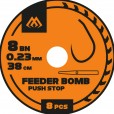 Przypony Mikado Feeder Bomb Z Push Stopem Bezzadziorowe - 14/0.18mm/38cm