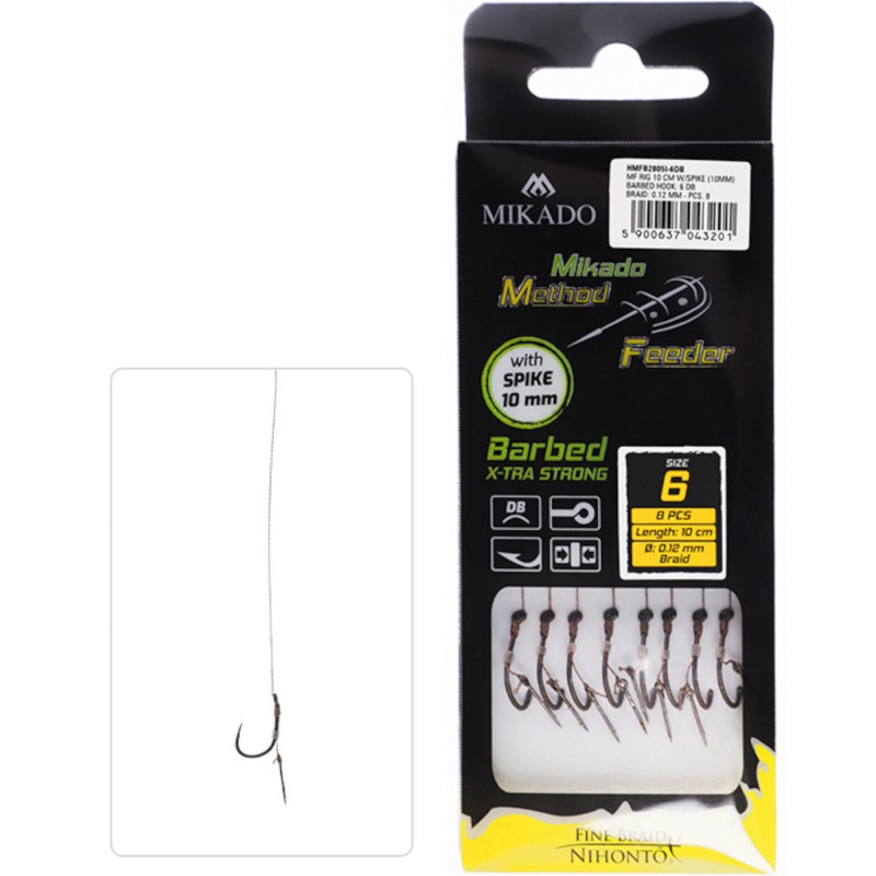 Przypony MF Mikado Z Igłą Zadziorowe X-tra Strong - 12DB/0.12mm/10cm Plecionka
