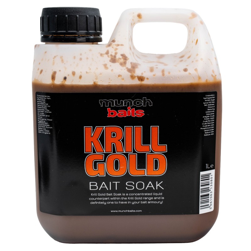 Liquid Munch Baits Soak Krill Gold Bait 1l