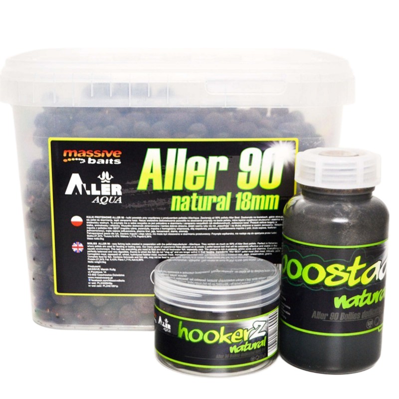 Pakiet Massive Baits Aller Natural - Wiadro 5kg 18mm + Boosta + HookerZ 18mm