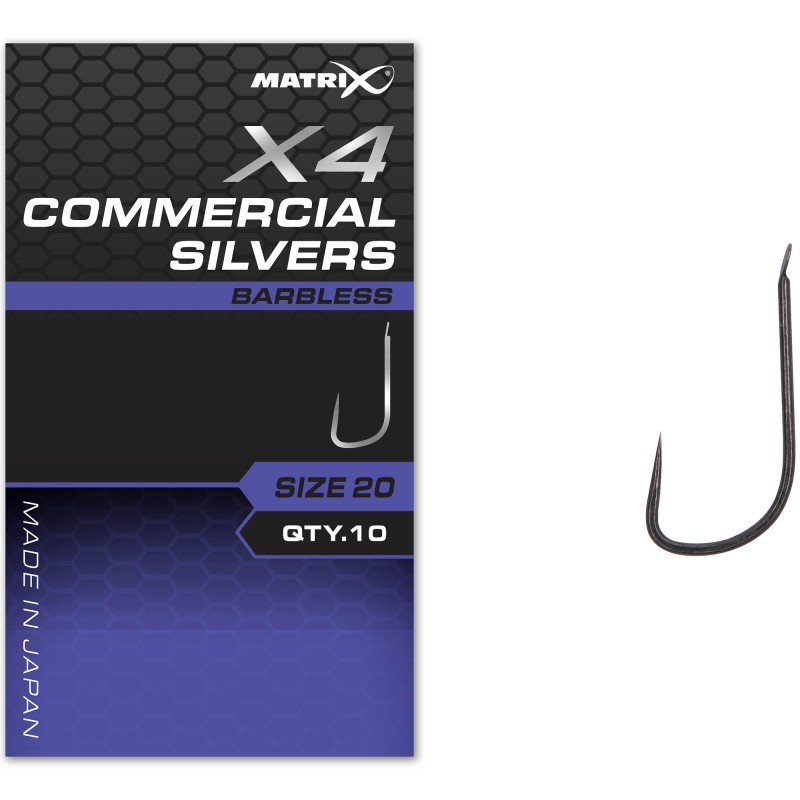 Haczyki Matrix X4 Commercial Silvers Barbless - 16