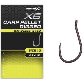 Haczyki Matrix X6 Carp Pellet Rigger Barbless Eyed - 16