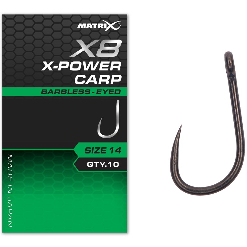 Haczyki Matrix X8 X-Power Carp Barbless Eyed - 14 