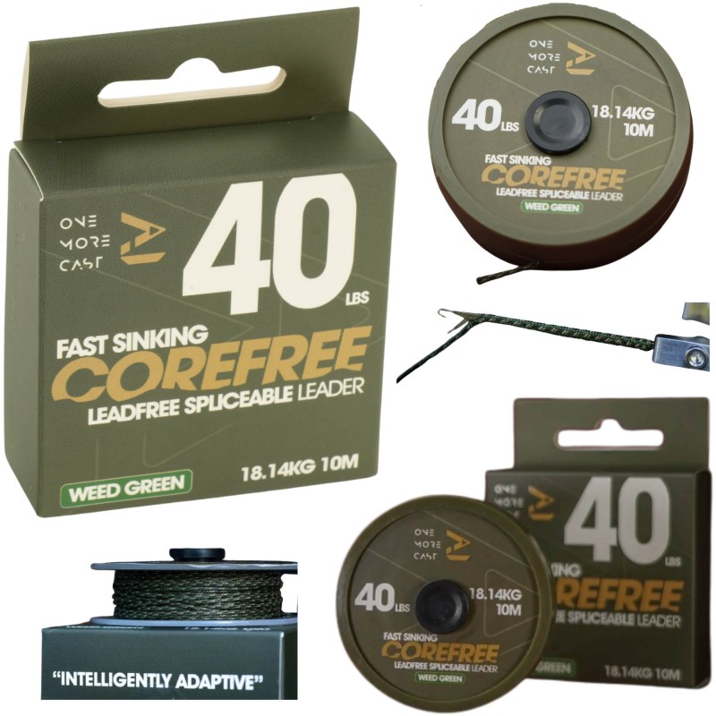 Leader One More Cast Corefree Fast Sinking Lead Free Spliceable Leader Weed Green