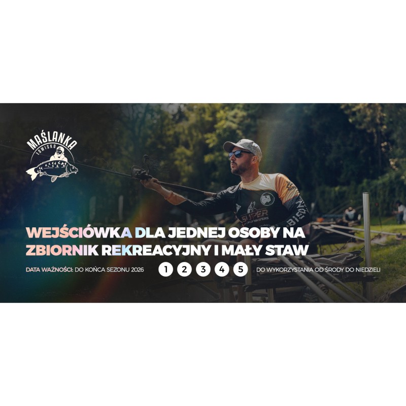 Wejściówka Na Łowisko "Maślanka" Na Zbiornik Rekreacyjny I Mały Staw - 5 Wejść