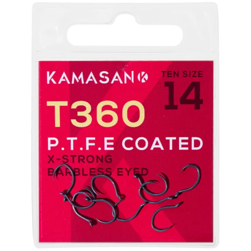 Haczyki Kamasan T360 Eyed X-Strong PTFE Barbless - 14