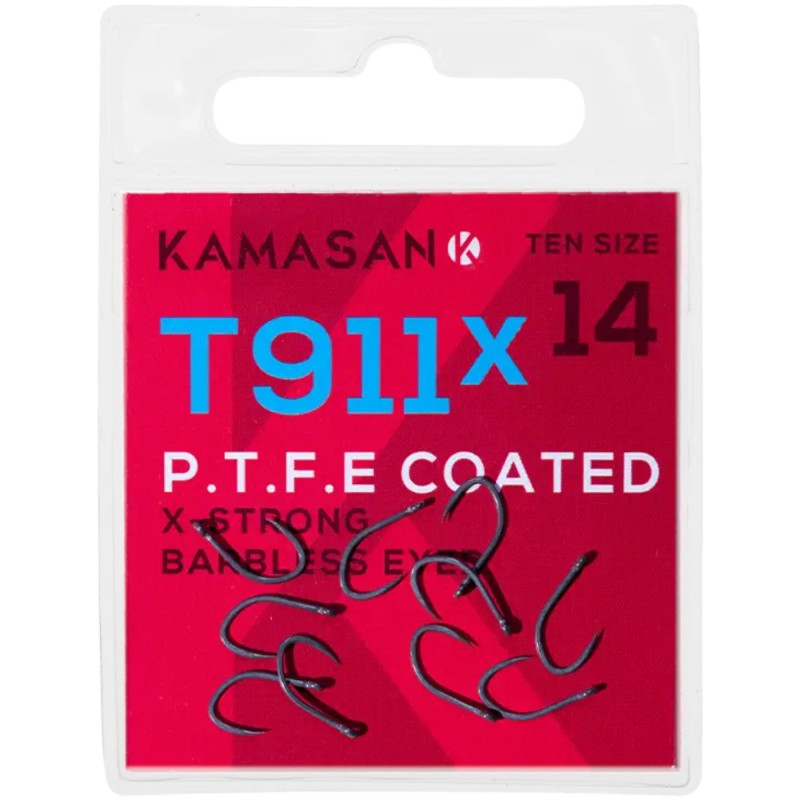 Haczyki Kamasan T911 X-strong P.T.F.E. Eyed Barbless - 16