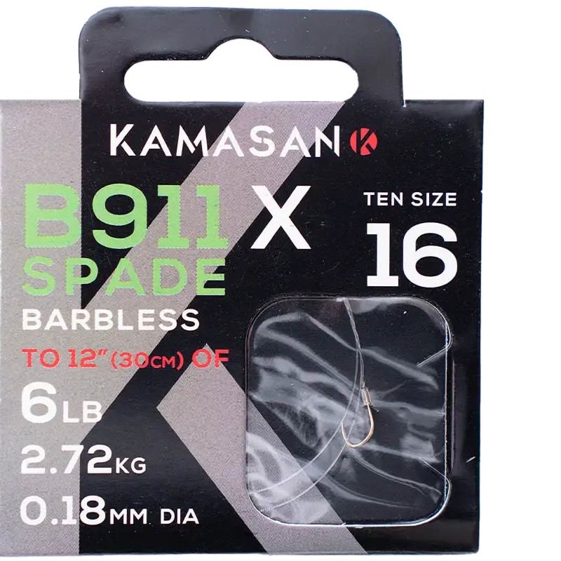 Przypony Kamasan B911 X Spade Barbless 30cm 0,18mm - 16