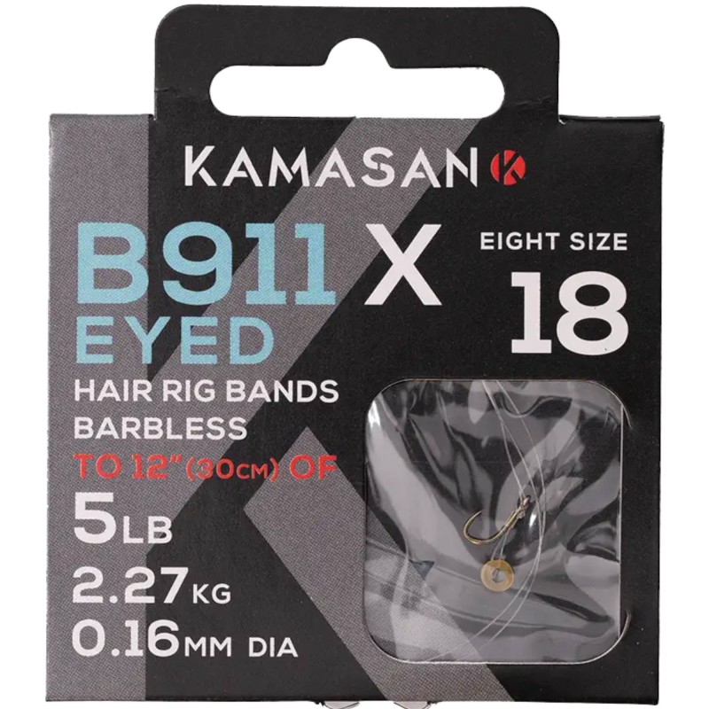 Przypony Kamasan B911 X Eyed Barbless 30cm 0,24mm - 10