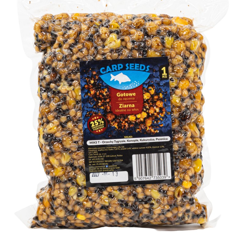 Mix T Ziaren Carp Seeds Orzechy Tygrysi Pszenica Kukurydza Konopie 1kg