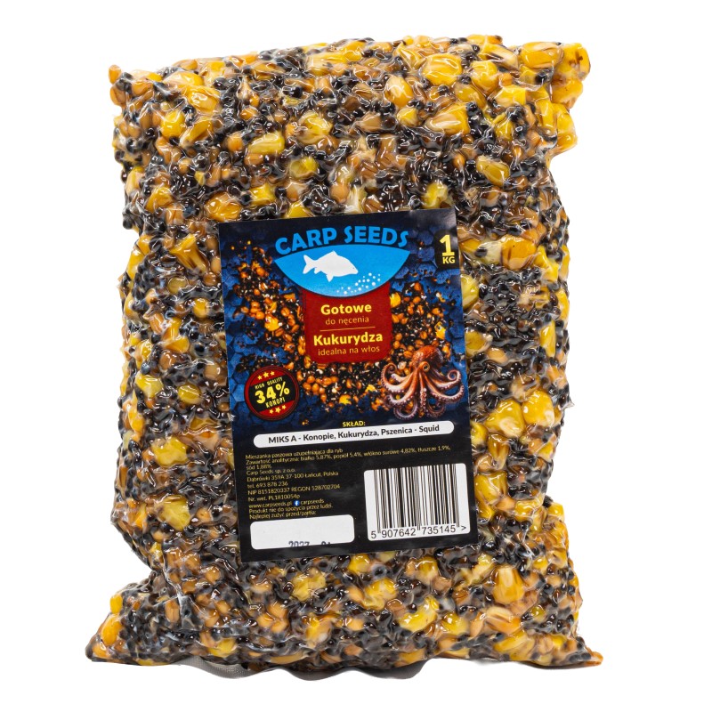 Mix A Ziaren Carp Seeds Konopie Pszenica Kukurydza - Squid 1kg