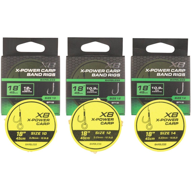 Przypony Matrix X8 X-Power Carp 45cm Band Rigs - 10