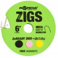 Przypony Korda Ready Zigs Mixa 10 Barbless 6ft/1.83m 8lb/3.6kg