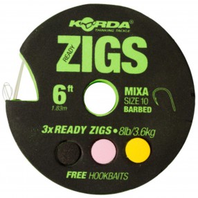 Przypony Korda Ready Zigs Mixa 10 Barbed 6ft/1.63m 8lb/3.6kg