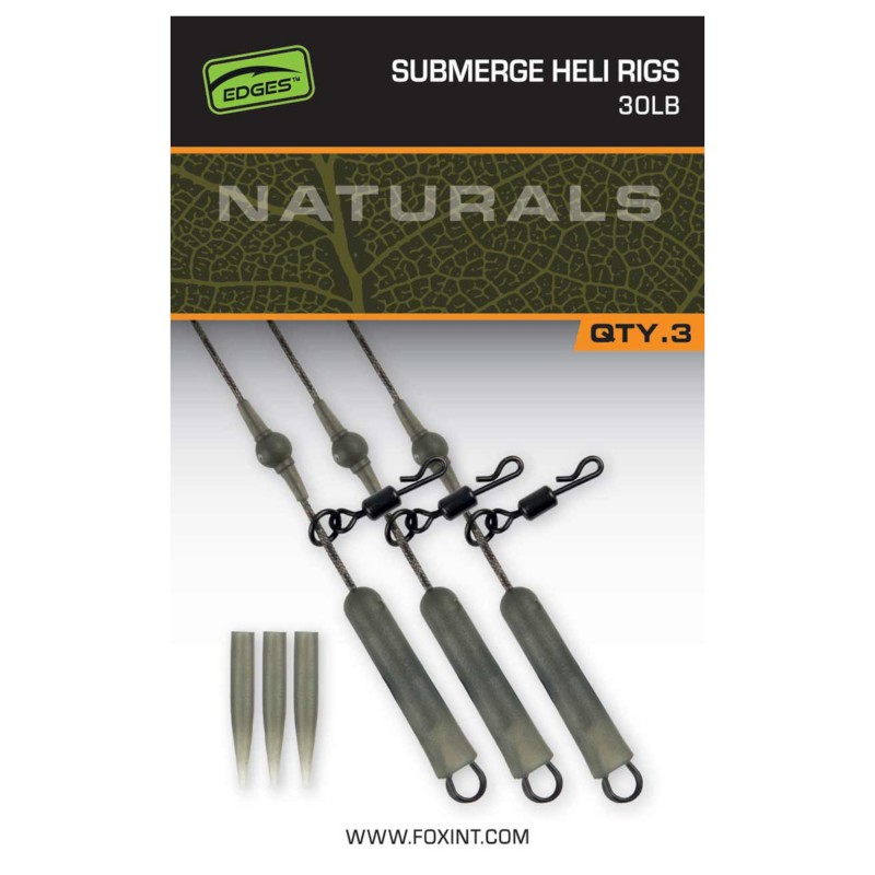 Zestaw Fox Naturals Submerged Heli rigs 40lb x 3