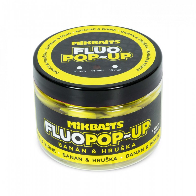 Kulki MikBaits Pop-up fluo boilies 150ml - Banan-Gruszka 14mm 