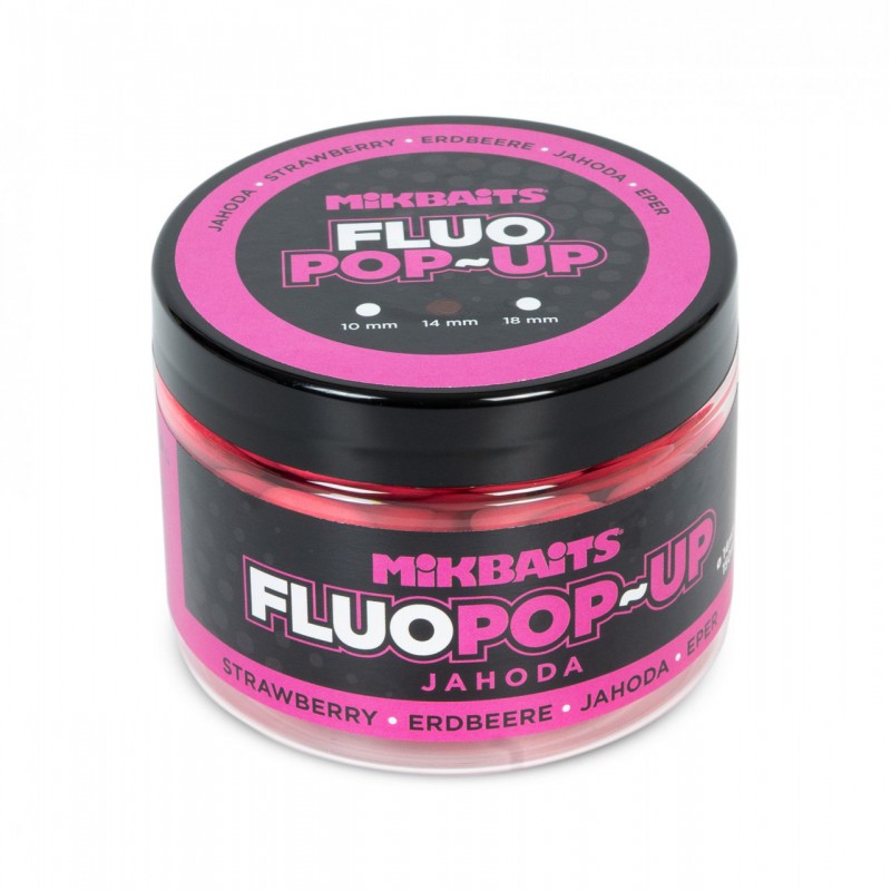 Kulki MikBaits Pop-up fluo boilies 150ml - Truskawka 14mm 