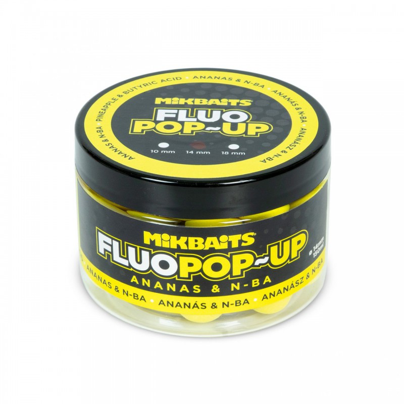 Kulki MikBaits Pop-up fluo boilies 150ml - Ananas Butyric 18mm 