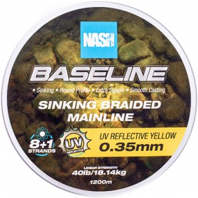Plecionka Nash Baseline Sinking Braid UV Yellow 25lb/0.24mm 600m