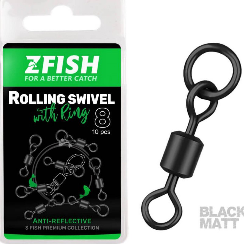 Krętliki Zfish Rolling Swivel With Ring Black Matt - 8