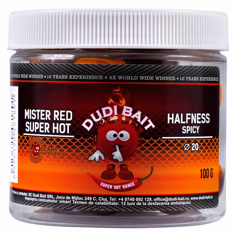 Kulki Haczykowe Dudi Bait Mister Red Super Hot Połówki Pieprz 16mm 100g