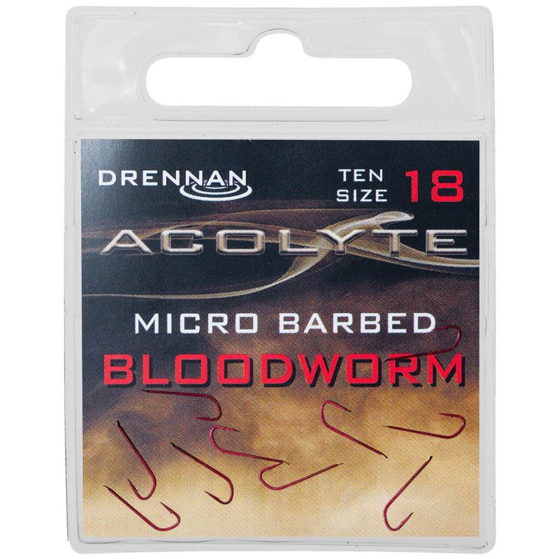 Haczyki Drennan Acolyte Bloodworm Hooks Micro Barbed - 18