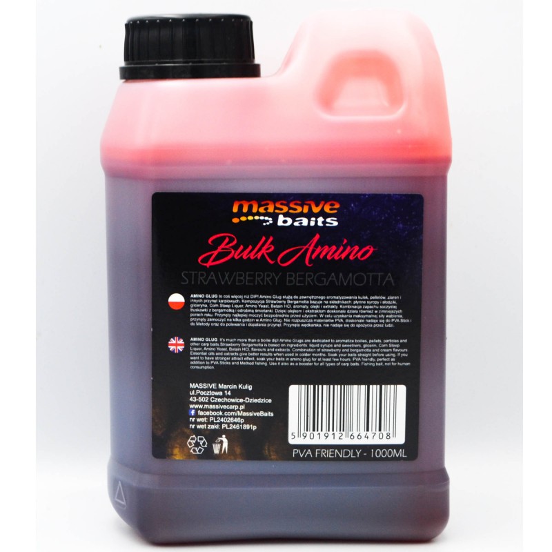 Liquid Massive Baits Bulk Amino Strawberry Bergamotta 1l