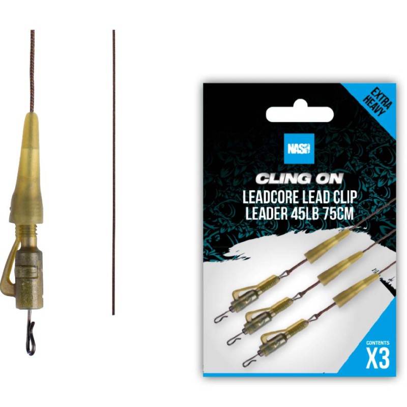 Leadcore Z Bezpiecznym Klipsem Nash Ready Tied Leadcore Lead Clip Leader 75cm